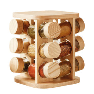 Porta Condimentos Giratório 12 Peças em Bambu - - - Ke Home
