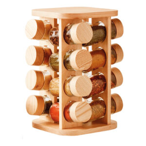 Porta Condimentos Giratório 16 Peças em Bambu - - - Ke Home