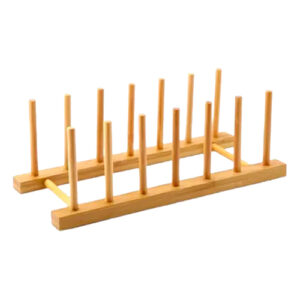 Suporte e Escorredor para Pratos e Tampas com 7 Divisórias em Bambu - Ke Home