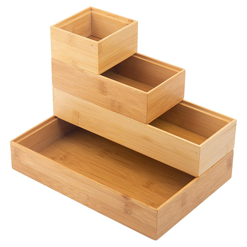 Organizador Empilhável em Bambu - Organiz
