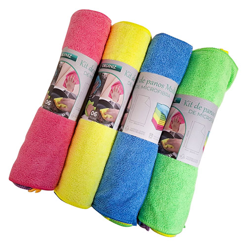 Kit de Panos Multiuso de Microfibra 6 peças - Organiz