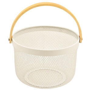 Cesto Aramado com Alça de Madeira Redondo 17