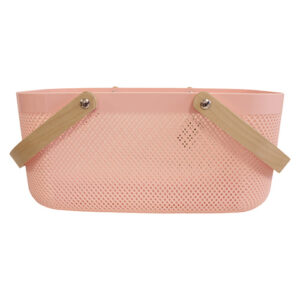 Cesto Aramado com Alça de Madeira Retangular Color 39