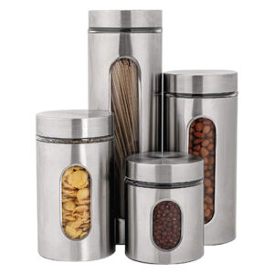 Jogo de Potes Herméticos em Inox e Vidro 4 Peças - Ke Home