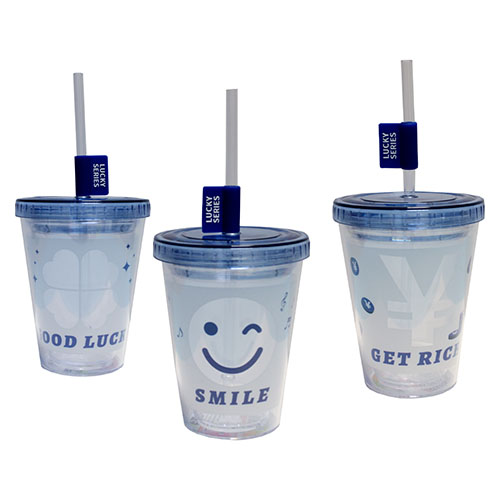 Copo Happiness com Tampa e Canudo 380ml -  -  - Ke Home