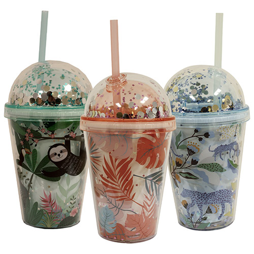 Copo com Tampa e Canudo Color Forest 380ml -  -  - Ke Home