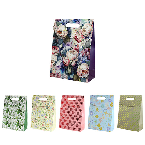 Sacola para Presente Flores 26 x 32 x 12 cm - Organiz