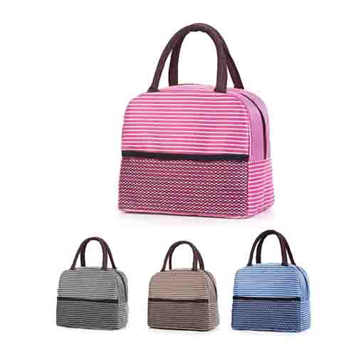 Bolsa Térmica Listrada com Bolso Frontal 23 x 16 x 20 cm - Organiz