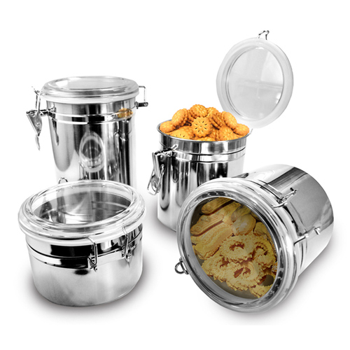 Jogo 4 peças Porta Mantimentos Herméticos Inox - Ke Home