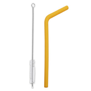 Canudo Curvo de Silicone com Escova 2 peças