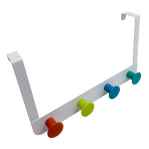 Cabideiro de Porta  em Metal com 4 Pinos Coloridos 35 x 20 cm - Organiz