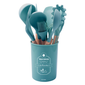 Kit de Talheres para Servir Em Silicone Flórida Turquesa 12 peças - Ke Home