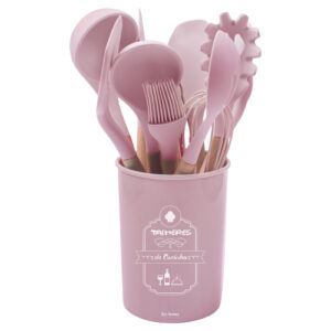 Kit de Talheres Para Servir Em Silicone Flórida Rosa 12 peças - Ke Home