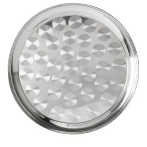 Bandeja Redonda em Inox Texturizada 45 cm - Ke Home