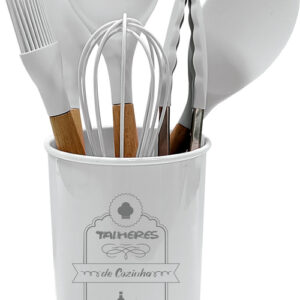 Kit de Talheres para Servir Linha Flórida Branco 7 peças em Silicone - Ke Home