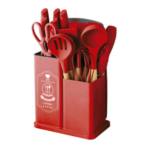 Kit de Talheres de Cozinha em Silicone Linha Califórnia Vermelho - Ke Home