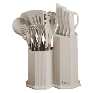 Kit de Utensílios de Cozinha Linha Maldivas Creme 18 Peças - Ke Home