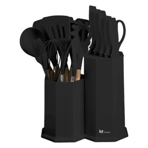 Kit de Utensílios de Cozinha Linha Maldivas Preto 18 Peças - Ke Home