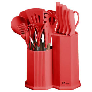 Kit de Utensílios de Cozinha Linha Maldivas Vermelho 18 Peças - Ke Home