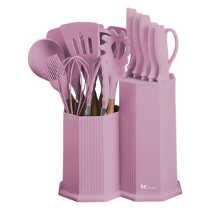 Kit de Utensílios de Cozinha Linha Maldivas Rosa 18 Peças - Ke Home