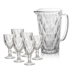 Kit Jarra 1 Litro e 6 Taças Diamond 260 ml - Lanty