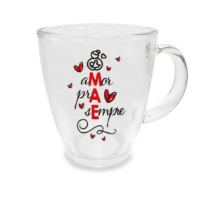 Caneca de Vidro Estampada Amor para Sempre 380 ml - Lanty