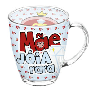 Caneca de Vidro Estampada Mãe Jóia Rara 380 ml - Lanty