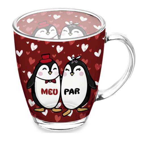 Caneca de Vidro Estampada Meu Par 380 ml - Lanty