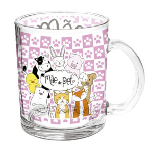 Caneca de Vidro Estampada Mãe de Pet 330 ml - Lanty