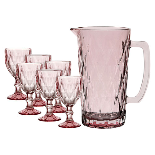 Kit Jarra 1 Litro e 6 Taças Diamond Ametista 260 ml - Lanty