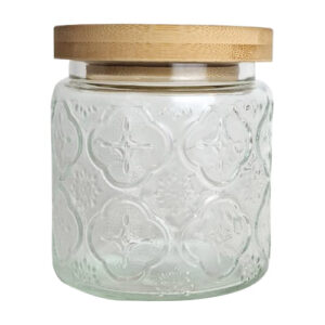 Pote de Vidro Redondo Flores com Tampa 560 ml - Lanty