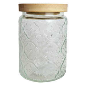 Pote de Vidro Redondo Flores com Tampa 770 ml - Lanty