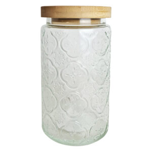 Pote de Vidro Redondo Flores com Tampa 1 Litro  - Lanty