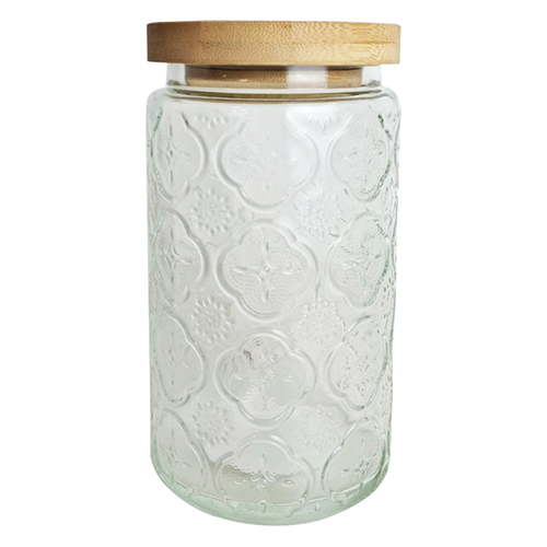 Pote de Vidro Redondo Flores com Tampa 1 Litro  - Lanty