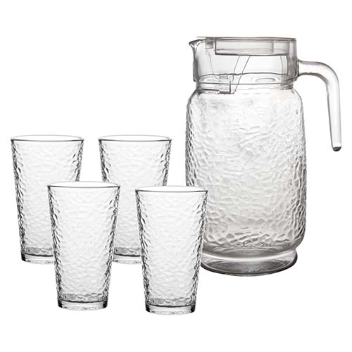 Kit Jarra 2 Litro e 6 Copos Martelados 480 ml - Lanty