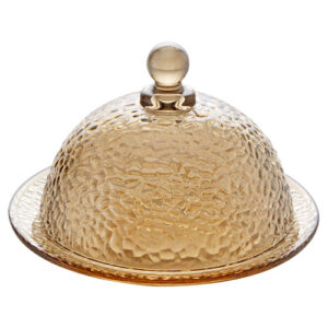 Queijeira de Vidro Martelados Âmbar 14 x 10 cm - Lanty