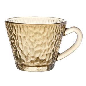 Kit 6 Xícaras de Vidro Marteladas Âmbar 90 ml - Lanty