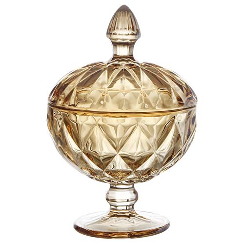 Potiche de Vidro Diamond Âmbar - Lanty