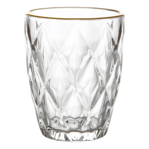 Kit 6 Copos de Vidro Diamond Borda de Ouro 280 ml - Lanty