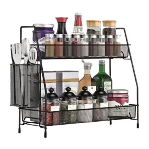 Prateleira Dupla Multiuso Aramado com Porta Talher 41 x 17 x 33 cm - Organiz