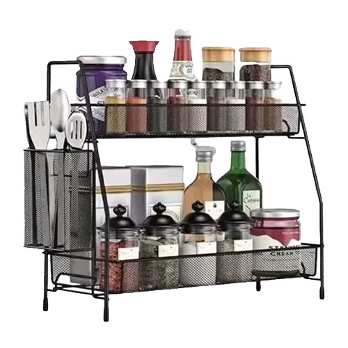 Prateleira Dupla Multiuso Aramado com Porta Talher 41 x 17 x 33 cm - Organiz