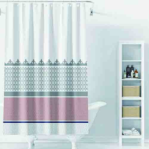 Cortina para Box Listras Rosa e Branco 180 x 180 cm - Organiz