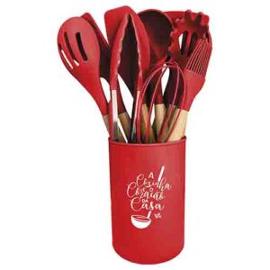 Kit de Utensílios de Cozinha Linha Chicago Vermelho 12 Peças - Ke Home