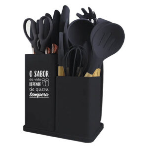 Kit de Utensílios de Cozinha Linha Montana Preto 19 Peças - Ke Home