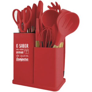 Kit de Utensílios de Cozinha Linha Montana Vermelho 19 Peças - Ke Home