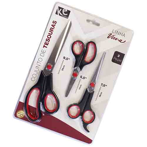 Kit 3 Tesouras para Cabelos Linha Viena - Organiz