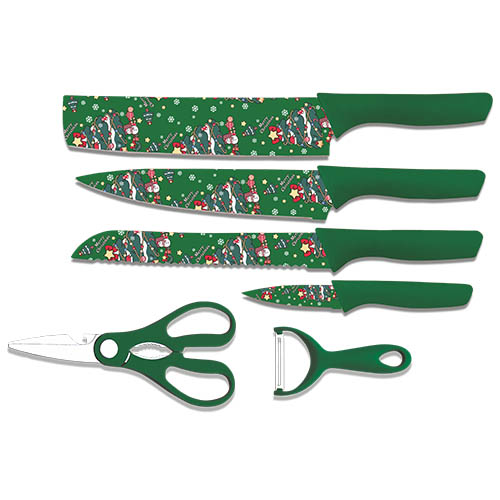 Conjunto de Facas Personalizadas Natalinas Green - Ke Home