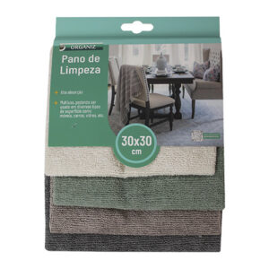 Pano de Limpeza 4 Unidades 30 x 30 cm - Organiz