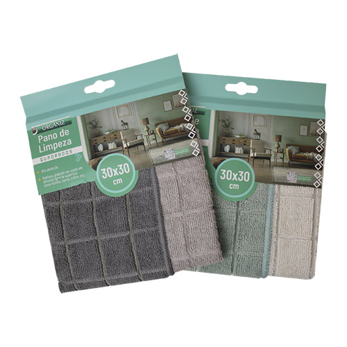 Pano de Limpeza 2 Unidades Quadrados 30 x 30 cm - Organiz