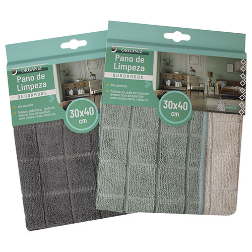 Pano de Limpeza 2 Unidades Quadrados 30 x 40 cm - Organiz